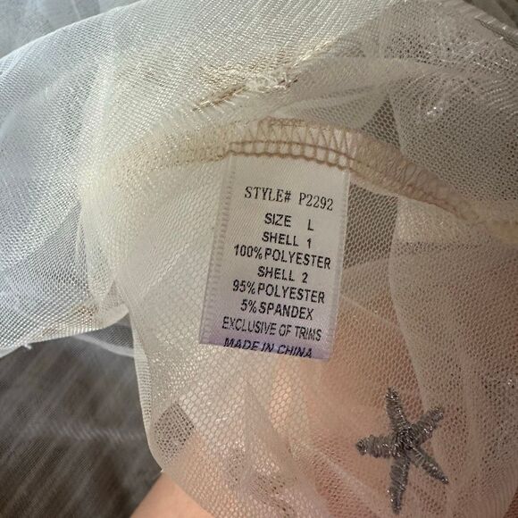 NWT Fashion Nova tulle champagne stars sequin skirt large - Picture 8 of 9